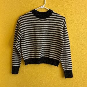 Elegant Black and White Striped Women's Sweater